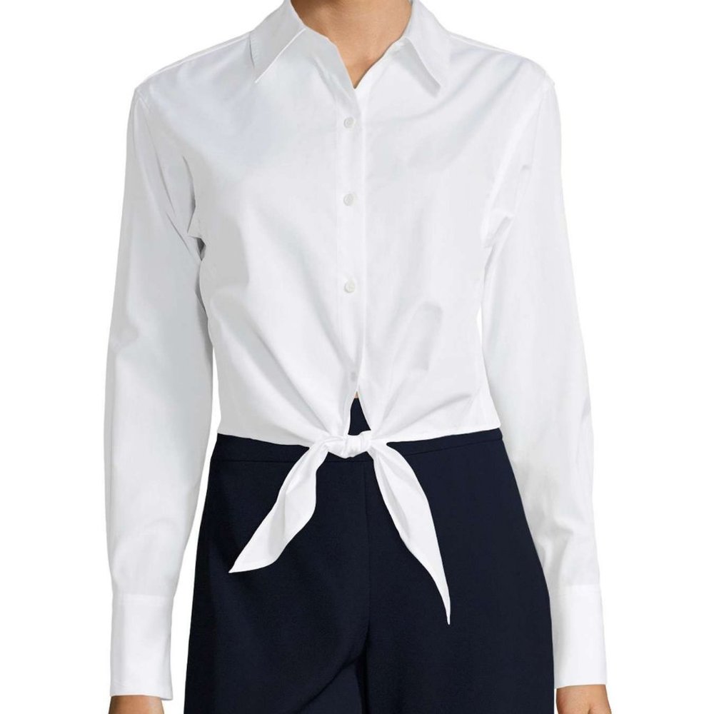 DVF Collared Front Tie Cotton Shirt